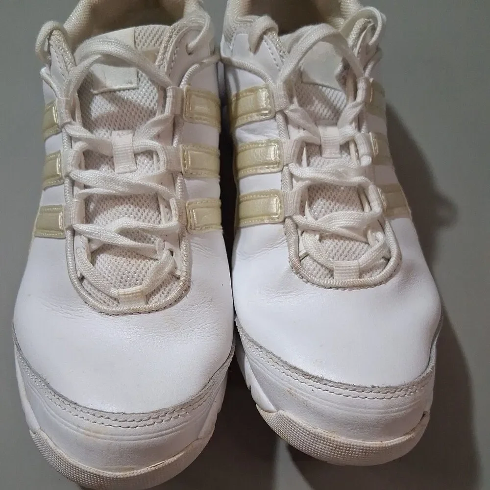Adidas Womens Running Shoes White Gold Sneakers Size 9.5 Athletic Low Top 2016